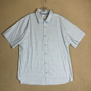 Fair Harbor Shirt Mens 2X Blue Plaid Short Sleeve Button Up Lightweight Stretch